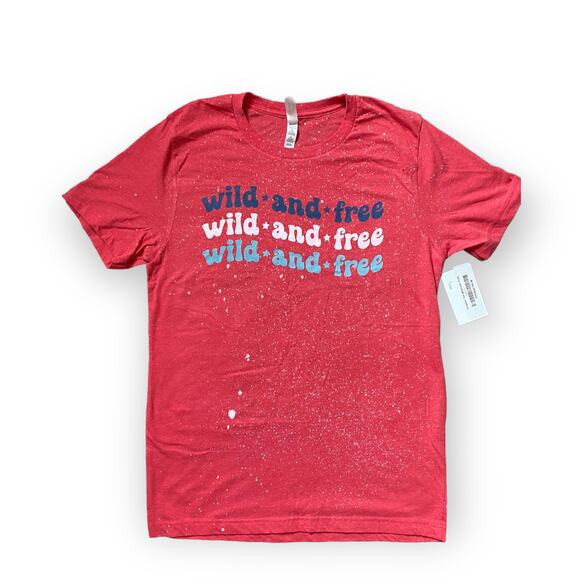 Bella Canvas NWT “Wild and Free” Red, Speckled 4th of July t-shirt - Picture 2 of 6